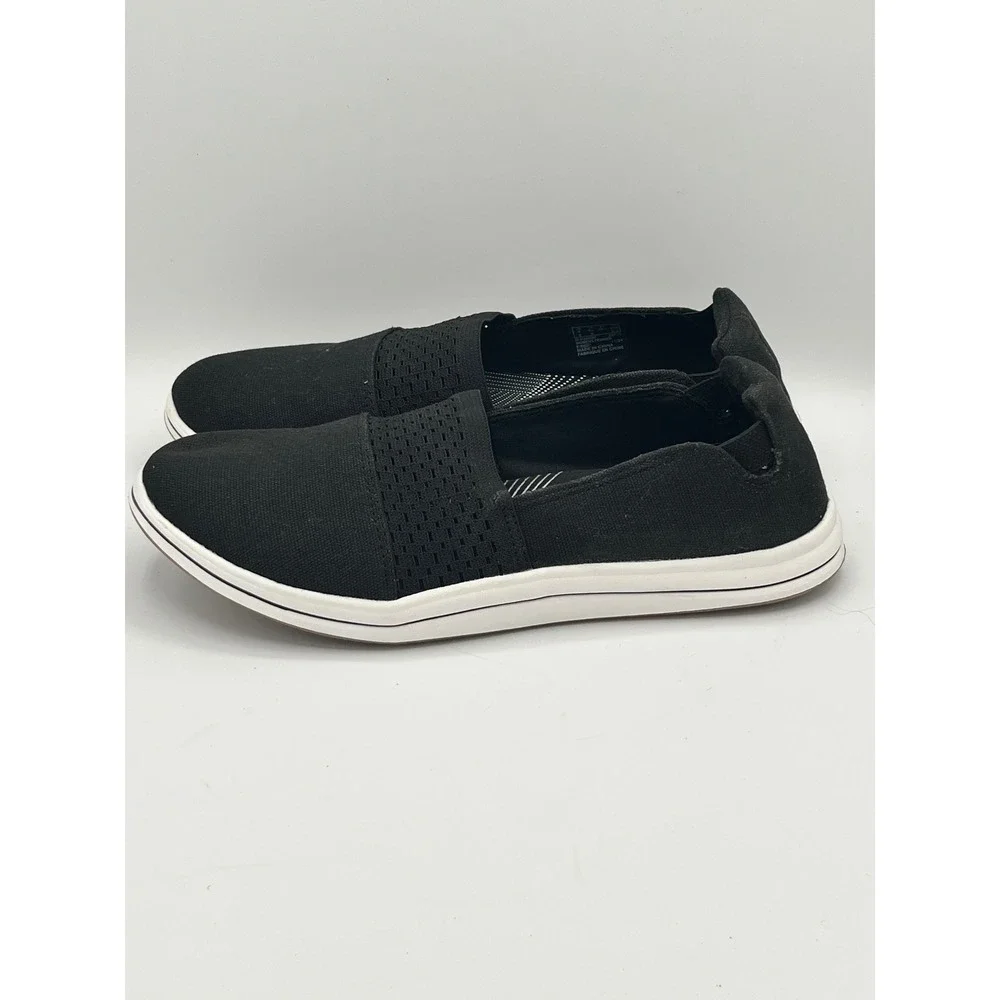 Clarks Cloudsteppers Women Sz 8.5W Wide Black Slip On Sneakers Washable